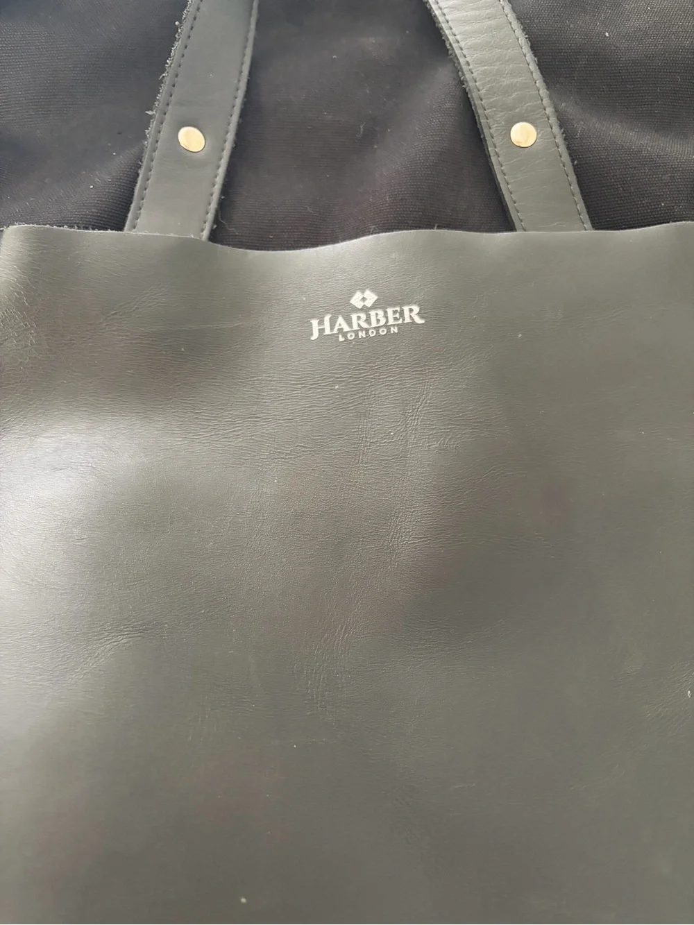 Harber London Black Leather Duffel Tote - Men's Travel Bag